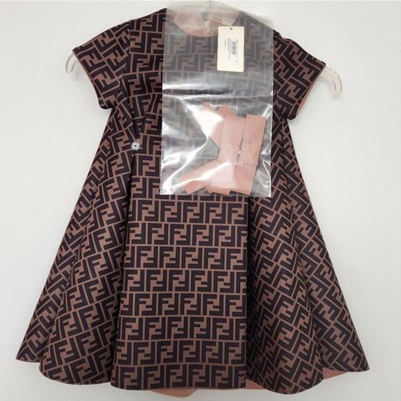 FENDI Little Girl's & Girl's Neoprene All‎ Over Logo Dress - Picture 5 of 9